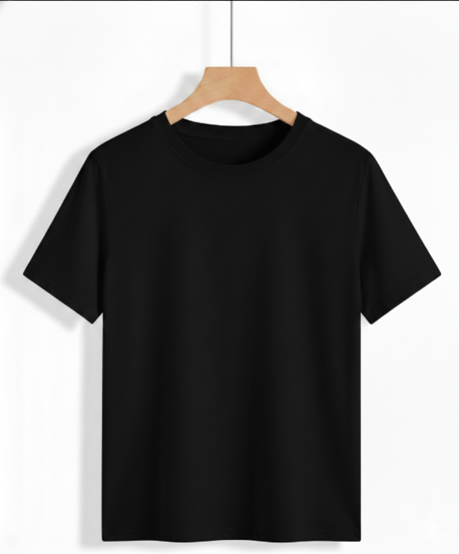 Black Regular Fit Half Sleeve T-Shirt
